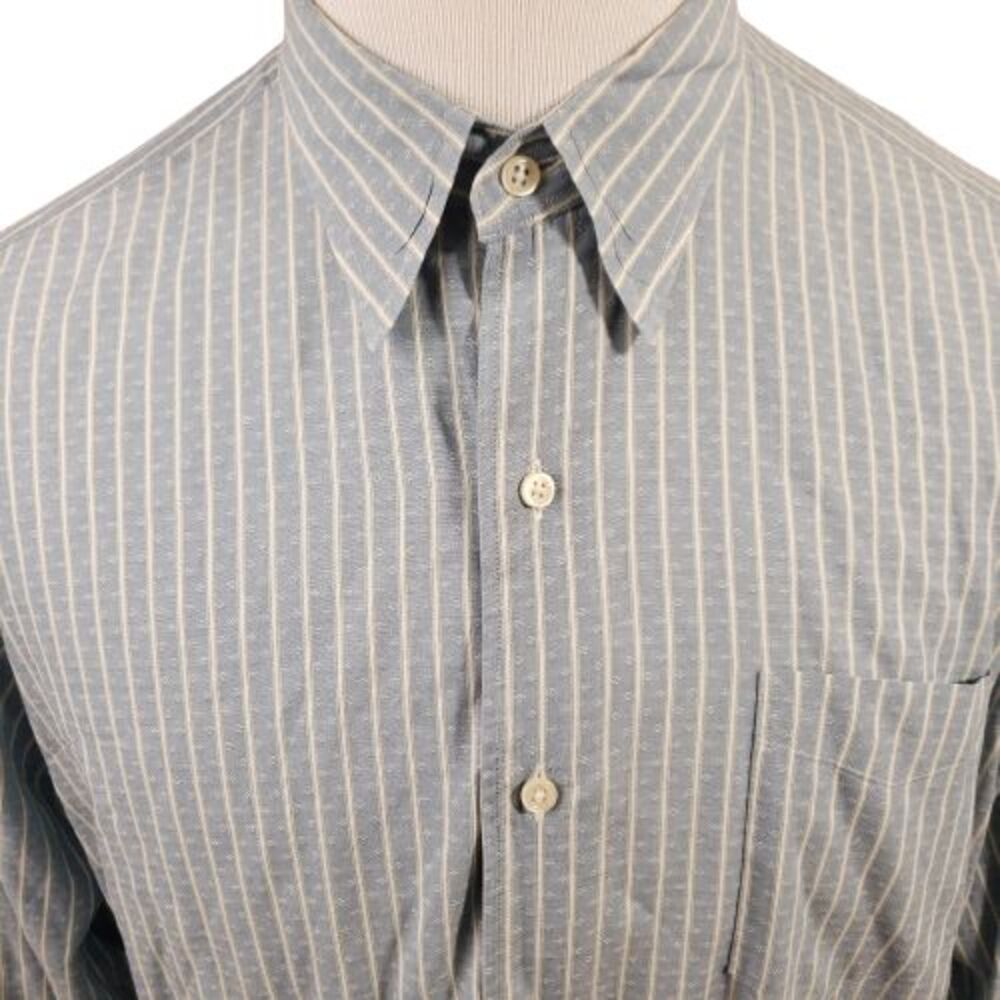 Polo Ralph Lauren Mens XL Merrin Shirt Blue Striped Cotton Vintage Hong Kong LS